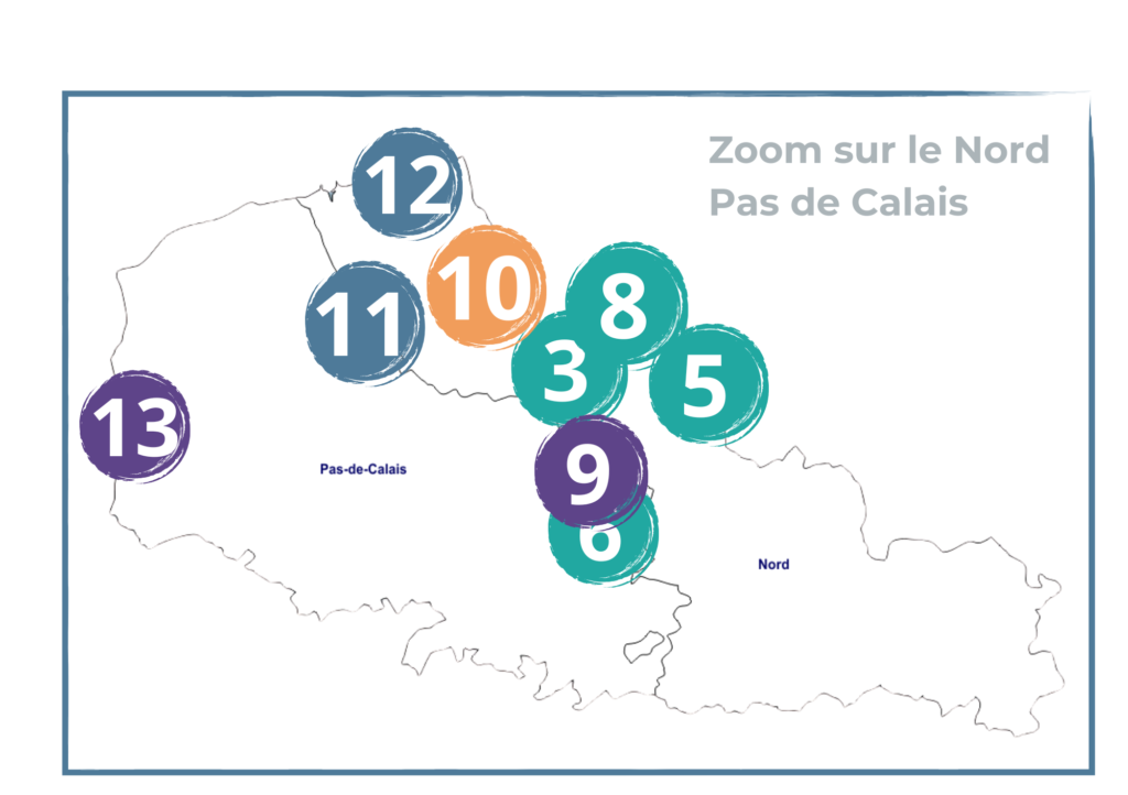 Carte d'implantation des résidences AGIRAS Nord pas de Calais